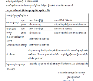 ការបង្ហាញព័ត៌មានទាន់ពេល(២១ មិថុនា ២០២៤) ទាក់ទងនឹង ការគ្រប់គ្រង (ទម្រង់ គ.៣)
