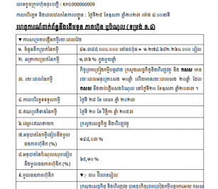 ការបង្ហាញព័ត៌មានទាន់ពេល(២៥ ឧសភា ២០២៣) ទាក់ទងនឹងដើមទុន ភាគហ៊ុន ឬបំណុល (ទម្រង់ ខ.៤)