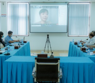 An online meeting via Zoom platform at PAS meeting room venue with Ms. Ai Miyahara, Senior Representative of JICA, JICA Advisor to PAS, JICA Cambodia Office